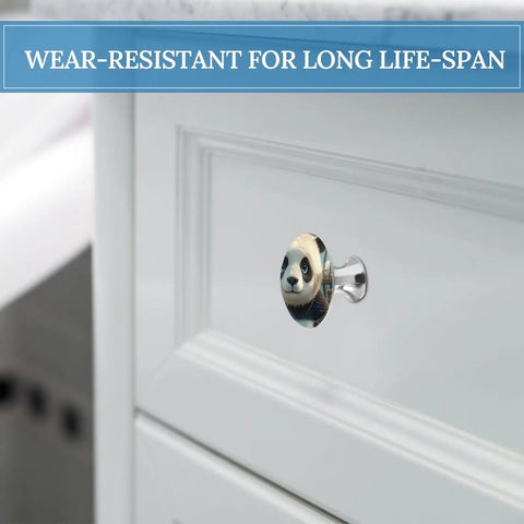 Round Panda Face Cabinet Knobs With Screws 2 Pack Dope Stainless Steel Drawer Pulls For Kitchen Bathroom Dresser Cupboard Furniture Hardware, panda knob on white cabinet