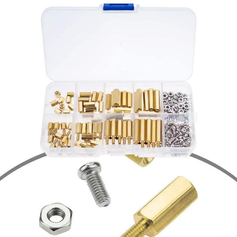 All In One M2.5 Brass Standoff Kit With 180 Pieces Including Hex Spacers Screws And Nuts, Male And Female Threaded Standoffs With Storage Box For Electronics Motherboard PCB Repair Projects, open case
