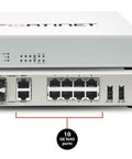 Top Shelf Enterprise Network Security Appliance Paired With Five Year Premium Care and Hardcore Threat Blocking, showing front and back ports