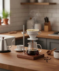 Level Up Your Morning Coffee Game With This Rock Solid Wooden Pour Over Stand Open Frame Build securely holds dripper and carafe.