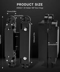 Hidden Door Hinge Set for Concealed Installations, Six Inch Two-Piece Hinges, Three-D Adjustable 180-Degree Swing, 88 Lb Load