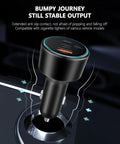 Top Shelf 200W Usb C Car Charger Featuring Dual 100W PD Ports For Super Fast Laptop And Phone Charging Includes Two Heavy Duty Usb C Cables For Your Daily Grind, installed in car outlet.