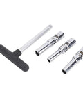Glow Plug Socket Set Eight Millimeter Ten Millimeter Twelve Millimeter With Three Eighths Inch Drive T Bar Handle And Universal Joint