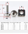 Stainless Steel Rack Mount Screw Nut Kit With Cage Nuts And Washers For Server Cabinets And Shelves 304 Grade M5 And M6 Screws