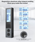 Pocket Size Laser Distance Meter With Alloy Housing, Rechargeable, Backlit Display showing measurement modes