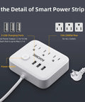 Power Strip Surge Protector With USB Charging Station, Desktop Outlet Extender With Anti Skid Pad, Fireproof Housing