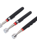 Handy Dandy Telescoping Magnetic Pickup Tool With 10 15 20 Lb Strength Retractable Pen Kit Made For Garage Garage Factory Jobs Featuring Soft Comfortable Grip Handle That Lets You Snag Nails Screws Bolts And More Without Bending Over Or Getting Dirty. 3 telescoping magnetic pickup pens with black grips and silver tips