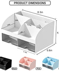 White Acrylic Makeup Organizer With Drawers For Vanity And Bathroom Counter Holds Your Glam Haul Secure Plus Multi Compartment Cosmetic Storage For Skincare And Daily Essentials dimensions diagram with sizes 8.3x5.6x4.8 inches.