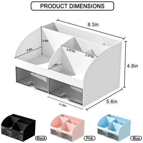 White Acrylic Makeup Organizer With Drawers For Vanity And Bathroom Counter Holds Your Glam Haul Secure Plus Multi Compartment Cosmetic Storage For Skincare And Daily Essentials dimensions diagram with sizes 8.3x5.6x4.8 inches.