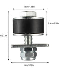 One And Five Eighth Inch Unistrut Trolley Limit Hardware with Double Nut Secure Construction and Cylindrical Rubber Blocks, size diagram