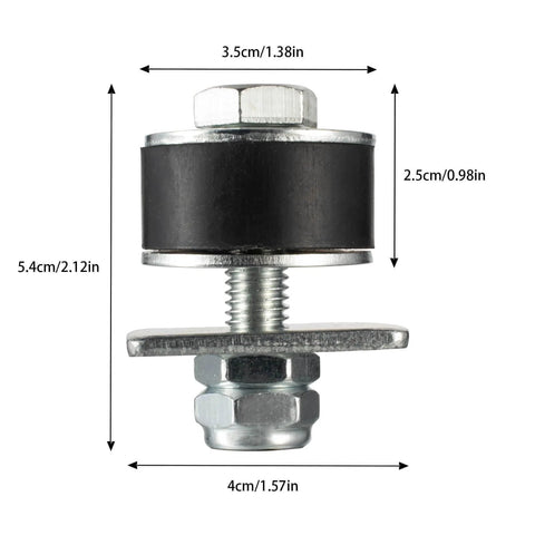 One And Five Eighth Inch Unistrut Trolley Limit Hardware with Double Nut Secure Construction and Cylindrical Rubber Blocks, size diagram
