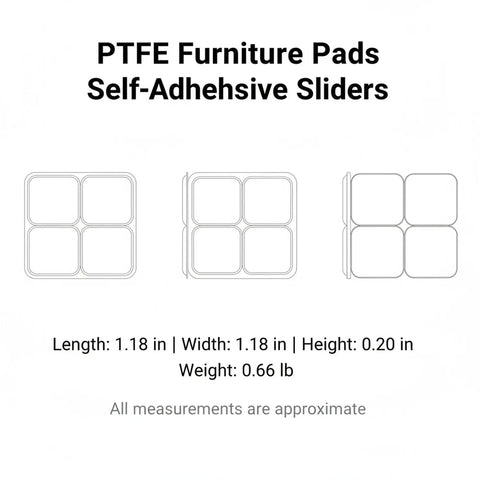 Diagram of Heavy Duty PTFE Furniture Sliders With Self Adhesive Floor Protectors for smooth gliding on floors.