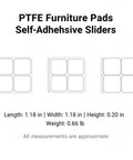Diagram of Blue PTFE Furniture Sliders Self Adhesive Floor Protectors dimensions and design layout.