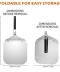 Foldable Must Have Pizza Peel Set With Cutter Rocker, Aluminum Peel with Dimensions for Easy Storage