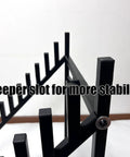Close-up of Hella Heavy Duty 12 Tier Metal Tile Display Rack With Wheels, featuring deeper slots for enhanced stability.