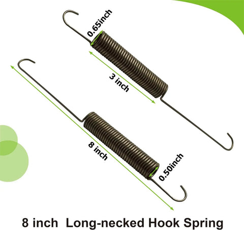 Heavy Duty Eight Inch Locking Tension Spring For Recliners Direct Replacement Part shown with dimensions and design.