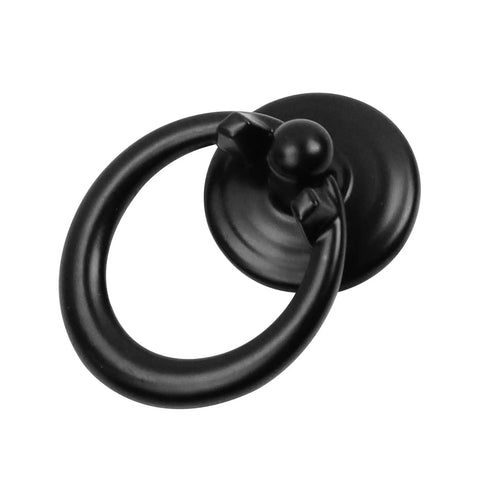 Antique Black Drop Ring Drawer Pulls Set Of 10 For Cabinets And Furniture, 1.69 Inch Total Length With 1.18 Inch Ring Diameter