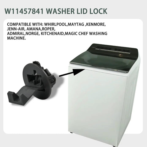 Durable Lid Strike Replacement For Washer Lid Assembly W11091027 W11044611 W11457841 Fits Top Load Washers Black Finish Easy Install No Fuss Solid Closure, black plastic washer lid lock