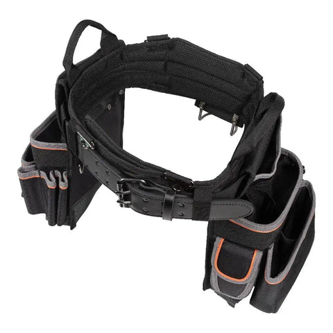 Tradesman Pro Electrician Padded Tool Belt and Pouch Set with removable pockets, breathable mesh, fits 31 to 34 inch waists