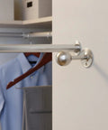 Sturdy Stainless Steel Closet Shelf And Rod Bracket Mount For Round Tubes, Wall Flange Support with hangers in closet