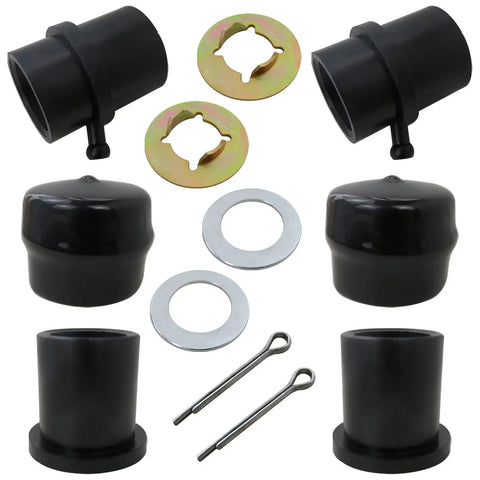 Front Wheel Bearing Rebuild Kit For Zero Turn Mowers RZT50 RZT54 RZT42 Replacement Set With All In One Bearings And Seals Includes 73604228B 7140162 7410990B Variants Easy Install For Durable Performance. Black metal bearings, seals, washers, and cotter pins