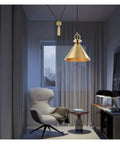 Creative Lifting Ceiling Hanging Light Modern Cooper Adjust Line Pendant Lamp for Bar Home Restaurant,Exquisite hanging above a cozy chair.