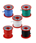 14 Gauge Silicone Wire Kit 25ft Each Color Red Black White Blue Green Ultra Flexible Silicone Insulated Stranded Copper Wire