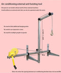 Tough As Nails Hydraulic Engine Hoist Featuring Adjustable Telescopic Boom And Reinforced Foldable Legs For Smooth Daily Job Tasks And AC Condenser Removal with pulley system for easy lifting.