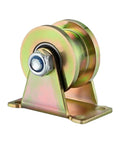 Top Shelf Heavy Duty V Groove Wheel And Sliding Gate Casters Rock Solid Rigid Rollers For Square Tube Tracks U Shape Trolley Wheels mounted on steel bracket.