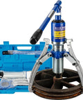 Bad Boy 15 Ton Hydraulic Gear Puller Kit With 2 Or 3 Jaw Bearing Hub Separator Tool One Piece Casting Heavy Duty Design Handles Big Pressure Jobs Smoothly Integrated Pump Pulls Stuck Parts Loose For Mechanics And Garage Guys Fixing Autos Now, blue 10T hydraulic gear puller kit with 2-jaw setup and carrying case