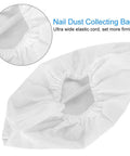 Heavy Duty Non Woven Dust Collector Bag For Nail Suction Machine With Secure Snap And Easy Change Design, white with elastic cord.