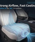 Auto Sensor Cooling Fan Seat Cushion With Breathable Honeycomb Mesh And Dual USB Plus Type C Ports To Keep You Chill And Truly No Sweat During Summer Heat Waves For Chevy Volt Bolt EV Blazer EV with 1200m³/h airflow and 360° cooling in a car seat.