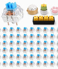 60 Piece Blue Keyboard Switches Clicky Tactile Clickers For 3D Printing Projects And Fidget Toys With Crisp Bangin Sound And Strong Feedback To Upgrade Your Setup, blue MX-style switch set with sample designs