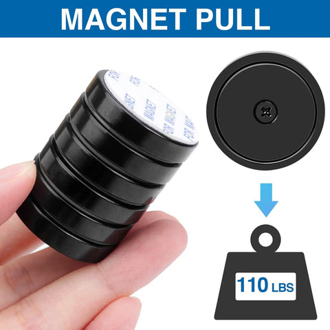 Beefy Neodymium Cup Magnets With Holes Waterproof 110 Plus Lb Pull Includes Screws For Easy Wall Mounting Tough Lifting Tools Pack Of 6 Rust Resistant Epoxy Nickel Copper Coated For Home Shop And Garage Use