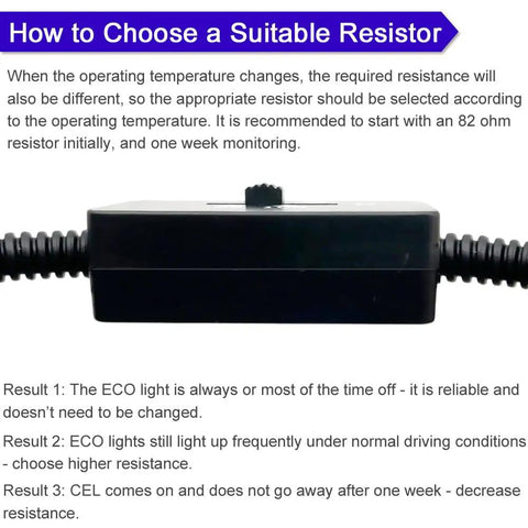 Instructions on choosing a resistor for Honda Three Point Five Liter V6 VCM Muzzler Harness Disable Kit with result explanations.