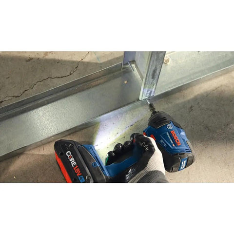 18V Brushless Connected-Ready 1/4 In Hex Impact Driver Bare Tool fastening metal frame with Auto Bolt Release in action
