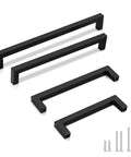 25 Pack Black Cabinet Handles Square Drawer Pulls 4 Inch Overall Length 96mm Hole Center 3-3/4 Inch Solid Zinc Alloy Kitchen Cabinet Pulls
