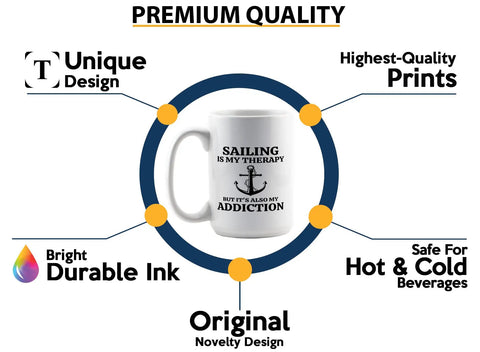 Is My Therapy Sailor Coffee Mug 15oz White For Boaters And Sailors, Funny Lake Gift with unique and durable design features.