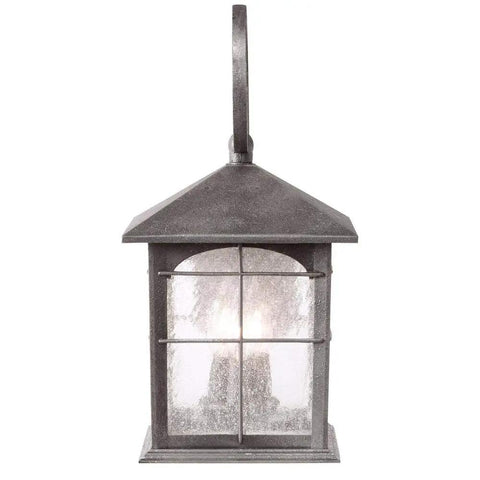 Three-Light Outdoor Wall Lantern In Aged Iron Finish With Seedy Glass, Weather-Resistant Cast Aluminum, 17.38 Inch Exterior Lighting