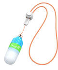 Scuba Dive Signal Light With Flashing And Constant Modes High Visibility 360 Degree Underwater Marker Beacon For Night Dives Mini Tank Light For Underwater Safety Green, with a blue and green casing, attached to orange rope.