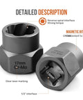 Heavy Duty Reverse Thread Impact Socket Set 1/4 3/8 And 1/2 Inch Drive Bits For Mechanic Pros Who Need Killer Gear To Smash Tough Jobs Without Any Frustration Or Slow Down Ever Again Today., 17mm Cr-Mo magnetic socket with 1/2 inch interface