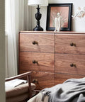 Dresser with 10 pack walnut wood sphere cabinet pulls with copper base 1.18 inch drawer knobs for dresser wardrobe cupboard cabinets and furniture ideal replacement hardware for kitchen and home renovations