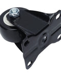 Jauarta Polyester Casters 63mm Heavy Duty Wheels, black caster wheel with stainless steel bracket viewed from the side.