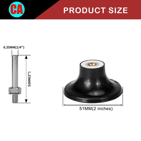 2 Inch Sanding Disc Holder With Roll Lock Pad, Pro Grade Quick Change Disc Adapter, 1/4 Inch Shank, Aluminum Core, Dimensional View
