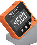 Heavy Duty Digital Angle Finder Torpedo Level Featuring A Dead On Magnetic Mount Plus Super Precise Zero To Ninety Degree Readings For Real Deal Carpentry And Gnarly Builds on a gray surface.