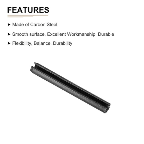 6mm x 50mm Slotted Spring Pin 50 Pack In Black Finish, 65Mn Steel Dowel Roll Pin For Home Workshop And Machinery