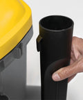 Heavy Duty Contractor Wet Dry Vacuum 12 Gallon 6 Peak HP With Pull Handle showing hose attachment and hand detail