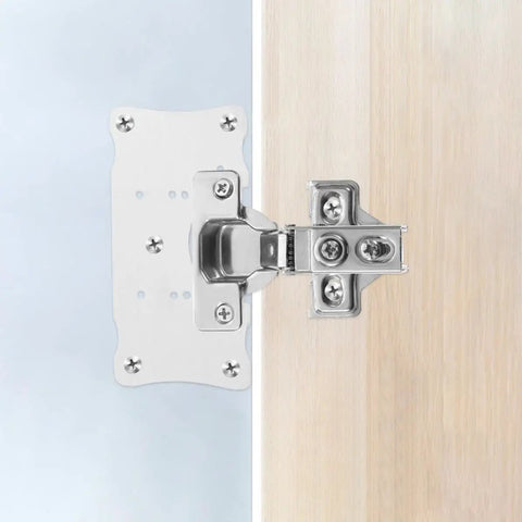 Stainless Steel Cabinet Hinge Plates 5 Pack For Kitchen Cabinet Doors Quick Fix Replacement And Repair installed on door