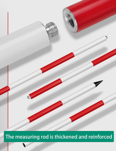 Pro Grade Aluminum Survey Pole 196.9 Inch Detachable Measuring Rod for Fieldwork close-up view of threaded connections