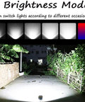 Spot Lighting Led Floodlight 500W 5000Lm Rechargeable Led Work Light showing 6 brightness modes illuminating an outdoor path.